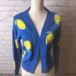 Nikka k Blue Lemon Patterned Women's Sweater size xs